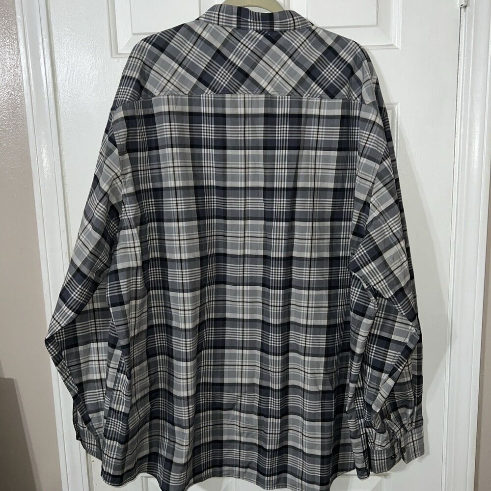 M.O. Seven Originals Men's Gray/blue Plaid Button Up Shirt Size 5xl Long Sleeve - Picture 4 of 4